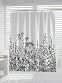 1 Rèm tắm họa tiết hoa, Rèm tắm polyester chống thấm nước hiện đại cho phòng tắm Trang trí phòng tắm - Đen và trắng - Xem 6