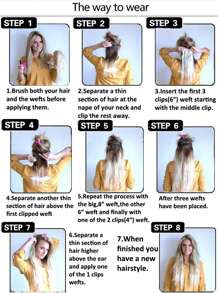 Clip In Medium Body Wave Synthetic Hair Extension - Black - View 3