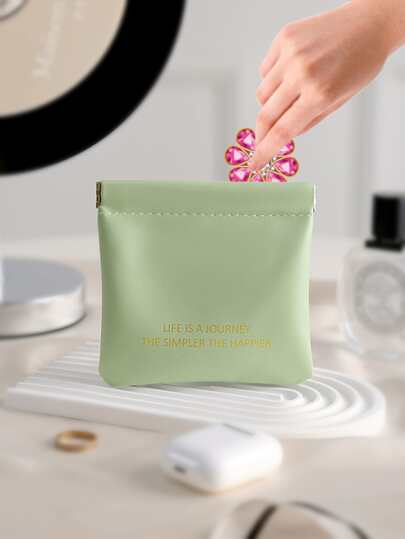 1 pieza con estampado de slogan Bisutería moderno multifuncional Bolsa de almacenamiento de joya para casa