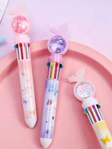 1pc Random Ten Colors Butterfly Glitter Ballpoint Pen