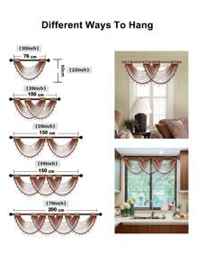 1入組滌綸窗幔歐式珠飾窗簾帷幔適用於客廳臥室 - 巧克力棕 - 查看 6
