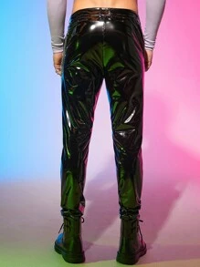 Manfinity RebelGame Men Chain Detail PU Leather Trousers - Black - View 5