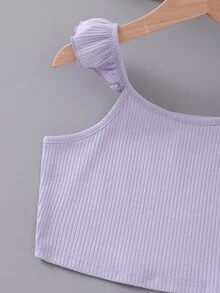 Chicas Conjunto de pijama shorts con top de tirantes ribete con fruncido - Lila Púrpura - Ver 4