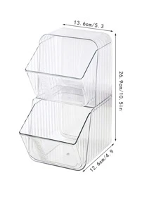 1pc Clear Wall Mounted Storage Box, Simple Clear Plastic Desktop Storage Box For Household - Clear - View 2