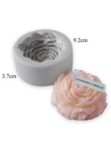 1入組花朵設計DIY矽膠模具簡約風灰色牡丹設計矽膠蠟燭模具 - 白色 - 查看 3