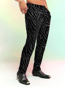 Manfinity Men Zebra Striped Print Trousers - Black - View 3