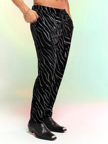 Manfinity Men Zebra Striped Print Trousers - Black - View 4