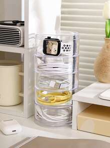 1 Hộp Lưu Trữ Để Bàn Trong Suốt, Hộp Lưu Trữ Để Bàn Xoắn Ốc Bằng Nhựa Đơn Giản Cho Hộ Gia Đình - Trong sáng - Xem 5