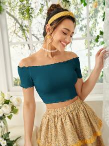 Soleia Casual Eenkleurig T-shirt Plooiingen Geplisseerde