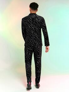 Manfinity Men Zebra Striped Print Trousers - Black - View 6