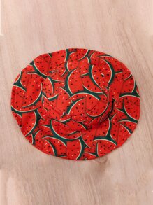 Baby Watermelon Print Bow Shoulder Cami Dress - Red - View 3