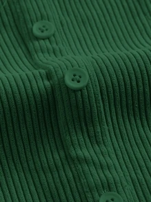 SHEIN MOD Sweetheart Neck Button Front Dress - Dark Green - View 4