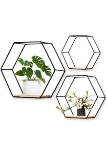 1入組鐵收納極簡黑色幾何設計收納架 - 黑色 - 查看 4