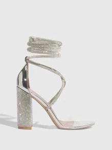 CUCCOO SZL Giày nữ Rhinestone Decor Chunky Gót Quai Quai Bạc Quyến Rũ Sandal Cho Mùa Hè Giày Cao Gót Tốt Nghiệp Giày Dạ Hội Giày Đi Nghỉ Giày Trở Lại Trường Giày Sinh Viên Đại Học Tiệc Baddie Thời Trang Sang Trọng Phong Cách Tuyệt Đẹp Giáng Sinh Tiệc Disco Đêm Ra Ngoài Mùa Thu Năm Mới Ngày Lễ Ngày Lễ Tình Nhân Ngày Lễ Tình Nhân - Bạc - Xem 5