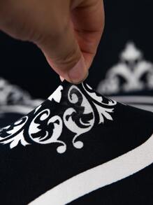 1入組幾何圖案沙發套，無填充物，現代滌綸防塵沙發套 - 黑與白 - 查看 2