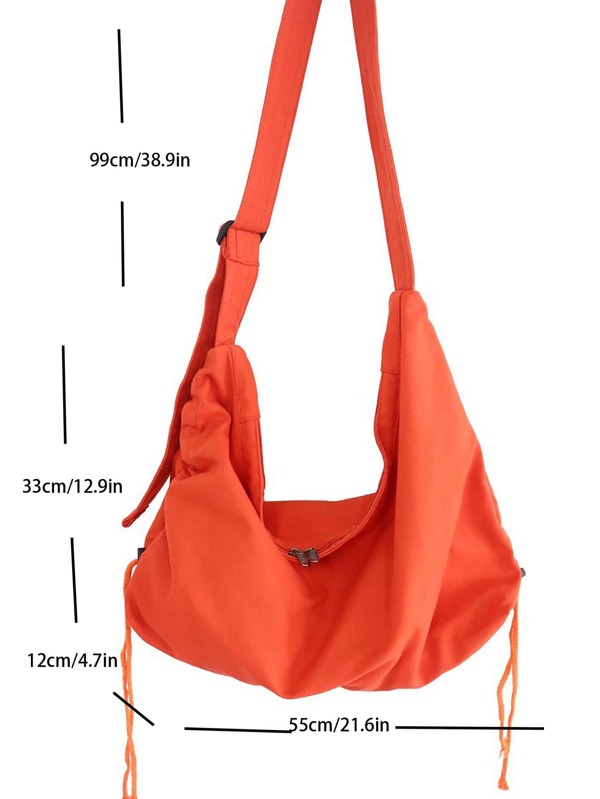Oversized Hobo Bag Minimalist Neon Orange SHEIN USA