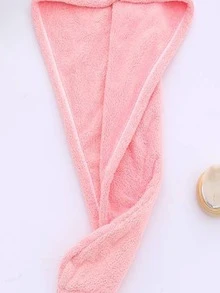 1入組素色乾髮帽北歐滌綸粉色旅行毛巾浴室 - 粉色 - 查看 3