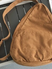 Medium Sling Bag Pocket Front Minimalist - Brown - View 6