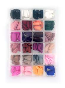 使用576入組中長款芭蕾啞光素色全覆蓋假指甲，女士和女孩壓入式指甲，瞬間提升您裝扮 - 彩色 - 查看 2