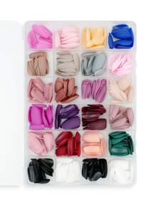 使用576入組中長款芭蕾啞光素色全覆蓋假指甲，女士和女孩壓入式指甲，瞬間提升您裝扮 - 彩色 - 查看 3