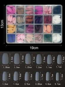 使用576入組中長款芭蕾啞光素色全覆蓋假指甲，女士和女孩壓入式指甲，瞬間提升您裝扮 - 彩色 - 查看 4