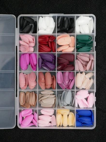 使用576入組中長款芭蕾啞光素色全覆蓋假指甲，女士和女孩壓入式指甲，瞬間提升您裝扮 - 彩色 - 查看 5