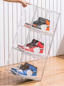 1pc Clear Shoes Storage Box, Simple Clear PET Foldable Shoes Box For Household - Clear - View 4