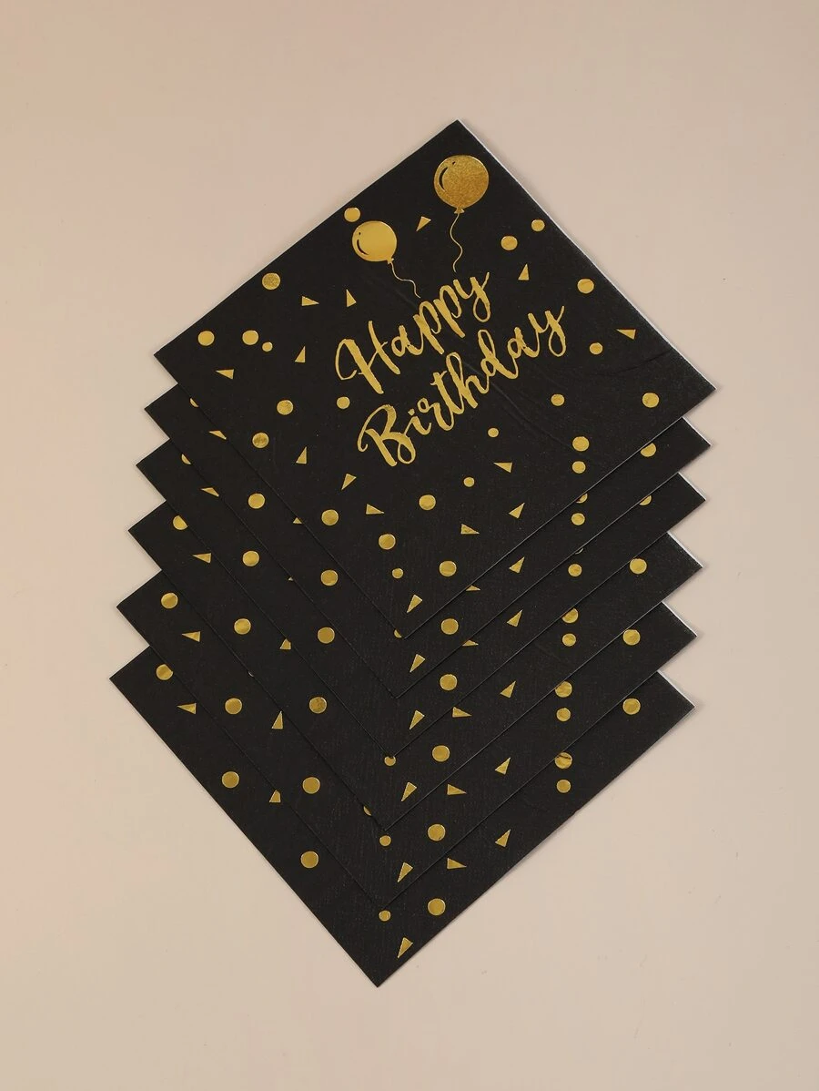 10pcs Birthday Party Disposable Napkin, Modern Slogan & Balloon Print Disposable Paper Napkin For Birthday Party - Multicolor - View 1