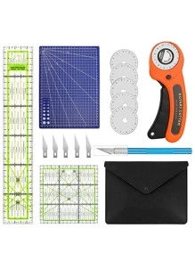 May vá Quay Đồ dùng để cắt Bộ dụng cụ 45mm Quay Đồ dùng để cắt Với 5 Lưỡi & Đơn giản Nhựa Thảm Cắt & Vá lại Cái thước & Độ chính xác Dao Đối với May vá Quilting Thủ công mỹ nghệ - Nhiều màu - Xem 1