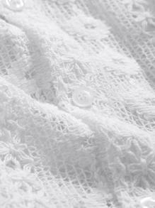 DAZY 纯色纽扣前开衬衫透明长袖上衣 - 白色 - 查看 3