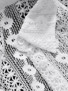 DAZY 纯色纽扣前开衬衫透明长袖上衣 - 白色 - 查看 6