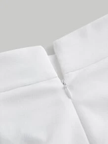 SHEIN MOD 素色前紐扣裙裤 - 白色 - 查看 4