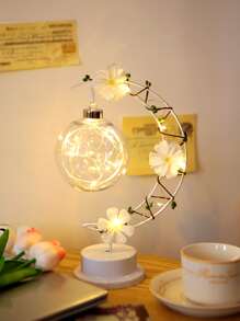 1 pieza Luz de la decoración luna & con diseño de flor - Amarillo - Ver 1