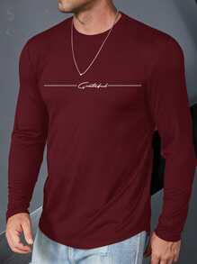 Manfinity Homme Men Letter Graphic Tee - Burgundy - View 1