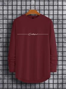 Manfinity Homme Men Letter Graphic Tee - Burgundy - View 4