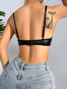 Sujetador con encaje en contraste con aro - Negro - Ver 2