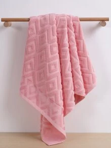 1入組素色幾何提花浴巾或毛巾浴用現代織物毛巾 - 粉色 - 查看 6