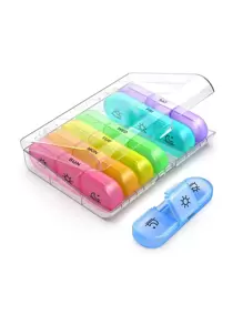 1 Bộ Đồ họa bảng chữ cái Hộp đựng thuốc 21 ngăn, Hộp đựng thuốc di động ngoài trời - Nhiều màu - Xem 1