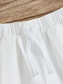 SHEIN Boys Cartoon & Letter Graphic Drawstring Waist Shorts - White - View 4