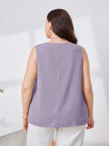 SHEIN LUNE Camisa sin manga unicolor de cuello V