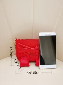 Girls Bow Decor Red Square Bag for Daily - Red - View 4