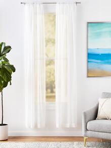 Rèm cửa đơn màu đơn sắc, rèm lưới trắng đơn giản để trang trí nhà cửa - trắng - Xem 1