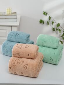 1 chiếc khăn in hình trái tim & thỏ hoặc 1 chiếc khăn tắm, khăn sợi nhỏ dễ thương cho phòng tắm, phòng tập thể dục, khách sạn - Màu xanh Bạc hà - Xem 3