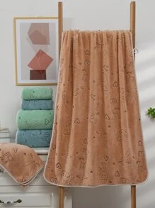 1 chiếc khăn in hình trái tim & thỏ hoặc 1 chiếc khăn tắm, khăn sợi nhỏ dễ thương cho phòng tắm, phòng tập thể dục, khách sạn - Màu xanh Bạc hà - Xem 4