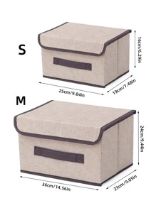1pc Contrast Binding Clothes Storage Bag, Modern Non-Woven Fabric Portable Clothes Storage Box For Home  Decorations   Autumn Decor Festival Decor Room Decor Home Decor Fall Decor Bedroom Decor - Beige - View 2