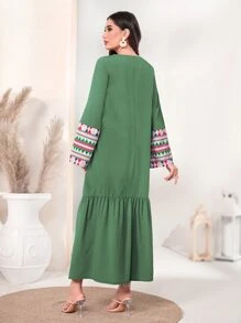 Al Najma Geo Print Ruffle Hem Smock Dress - Multicolor - View 2