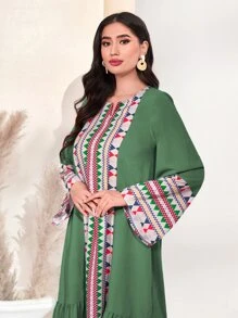 Al Najma Geo Print Ruffle Hem Smock Dress - Multicolor - View 4