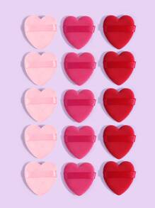15pcs Heart-shaped Velvet Facial Face Makeup Puff Cosmetic Makeup Sponge Puffs Make Up Tools - Multicolor - View 1