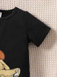嬰兒小熊印花T恤 - 黑色 - 查看 3