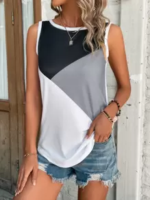 EMERY ROSE Áo khoác và áo lót dành cho xe tăng nữ Tương phản ràng buộc Khối Màu Giải trí - trắng - Xem 1